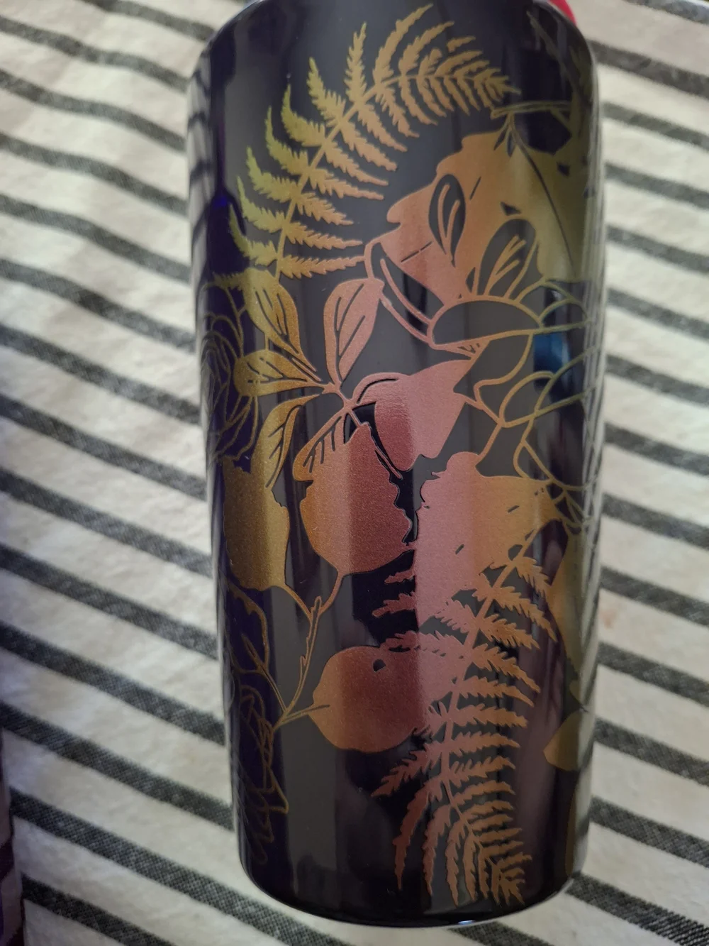 Set Of Starbucks Purple Floral Dome Metallic Tumbler Cups